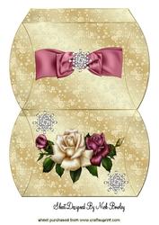 Red and Cream Roses with Diamonds Pillow Box