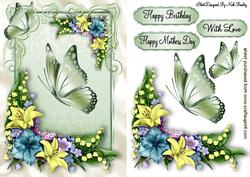 Spring Flowers and Green Butterflies