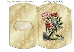 Vintage Flowers in a Vase on a Pillow Box