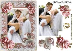 Wedding Couple in Rose Frame with Rings
