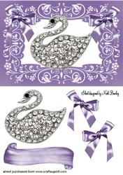 Diamond Swan with Purple Bows