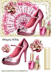 Pink Fan with Pretty Shoe and Lippy