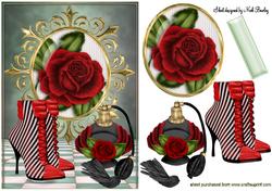 Red Rose with Perfume and Boots