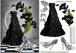 Black Gown with Silver Sparkle Shoes