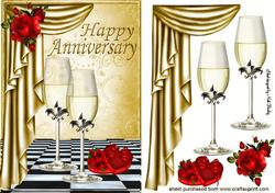 Gold Drapes Set the Mood Red Rose for Anniversary