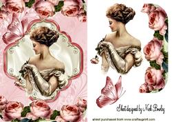 Elegant Lady in Ball Gown with Roses