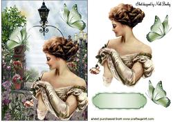 In the Garden with Flowers and Vintage Lady