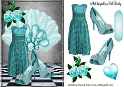 Party Dress with Turq Roses and Sparkle Shoes A4