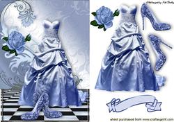 Blue Gown with Blue Rose, and Lace Shoes