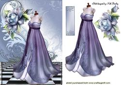 Lilac Vintage Gown with Blue Roses