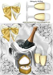 Champagne on Ice with Engagement Ring 8x8