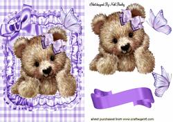 Cuddly Brown Bear with Purple Bow