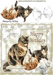 Cute Vintage Cats & Kittens in Floral Frame 8x8