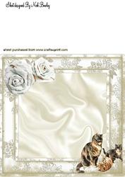 Cute Vintage Cats & Kittens in Floral Frame 8x8 Insert