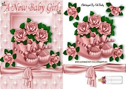 Pink Baby Girl Bootees with Roses