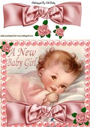 Sleeptight Baby Girl with Big Bow 8x8