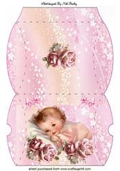 Sleepy Baby Girl with Pink Roses Pillow Box
