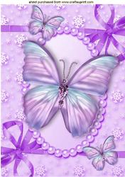 Pretty Purple Butterflies in Pearl Frame A4