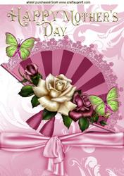 Pretty Fan with Pink Roses and Bow for Mothers Day A4