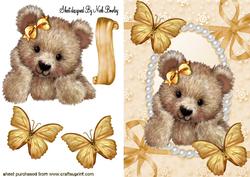 Cuddly Teddy with Gold Butterflies