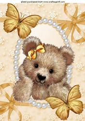 Cuddly Teddy with Gold Butterflies A4