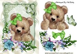 Cuddly Teddy, with Spring Flowers and Butterfly