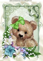 Cuddly Teddy with Spring Flowers and Butterfly A4