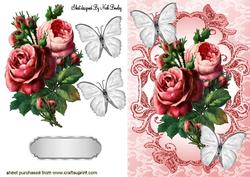 Red Vintage Roses with Silver Butterflies