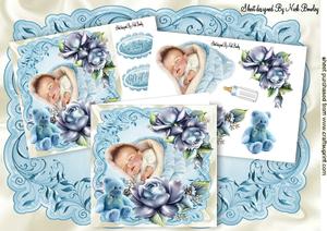 Sweet Vintage Baby Boy with Roses 8x8 Mini Kit