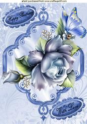 Blue Roses, Blue Butterfly A4