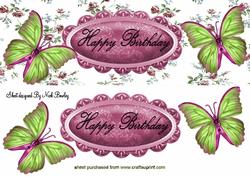 Birthday with Floral and Butterflies Dl