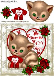 You're the Cats Meow, with Red Roses 8x8