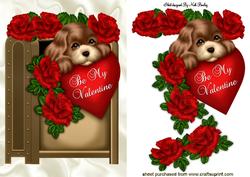 Valentine Puppy in Letterbox with Roses