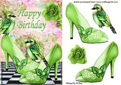 Pretty Green Shoes with Green Birds