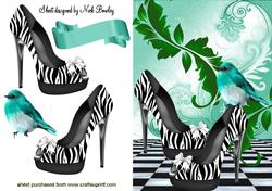 Elegant Stripe Shoes with Pretty Bird