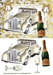Wedding Car with Gold Bells and Champagne