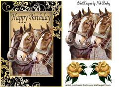 Horses in Gold/black Ornate Frame