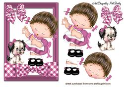 Little Girl with Puppy with Pink Gingham Bow
