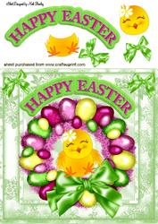 Cute Little Chick in Easter Egg Wreath 8x8