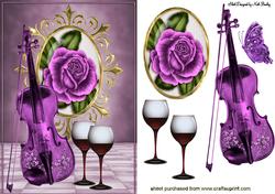 Purple Rose with Violin and Wine