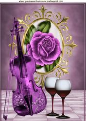 Purple Rose with Violin and Wine A4