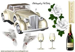 Wedding Car with White Roses A4