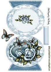 Pretty Blue Roses with Butterflies Quick Card