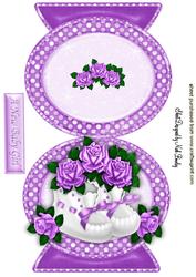 Baby Girls Bootee with Purple Roses Quick Card