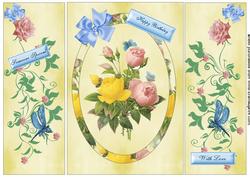 Pretty Flowers, in Oval Frame Gatefold