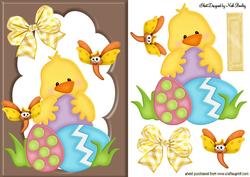 Little Chick with Easter Eggs in Chocolate Frame