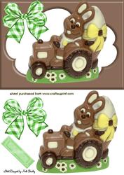 Chocolate Bunny in a Tractor in Choccy Frame