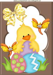 Little Chick with Easter Eggs in Chocolate Frame A4