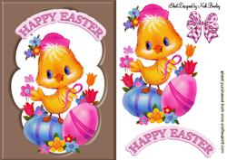 Little Yellow Chick in Chocolate Frame with Eggs