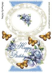 Blue Roses for Birthday Quick Card